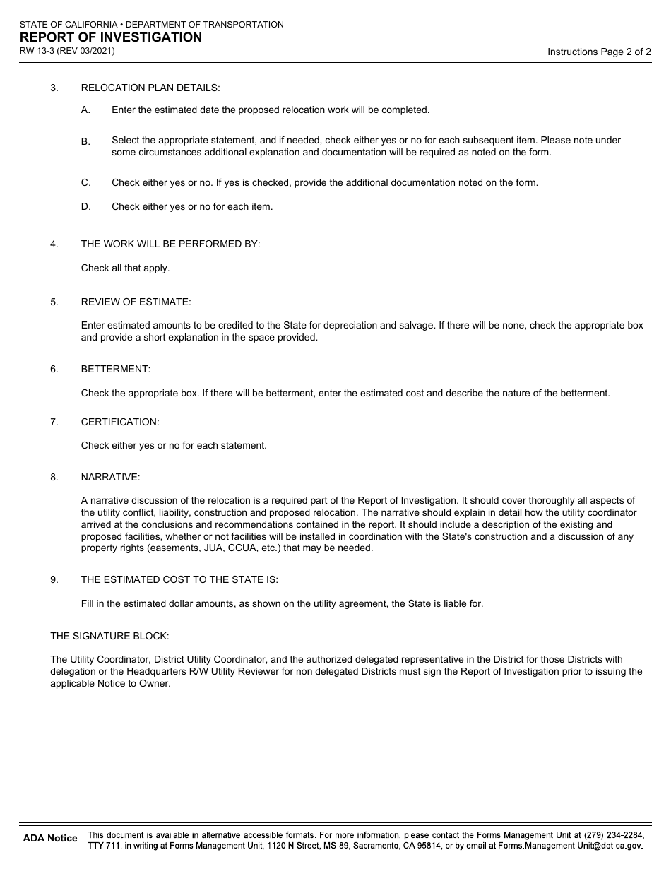 Form RW13-3 Report of Investigation - California, Page 7