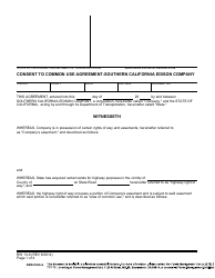 Document preview: Form RW13-9 Consent to Common Use Agreement - Southern California Edison Company - California