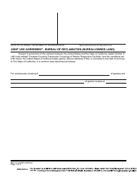 Form RW13-12 Joint Use Agreement - Bureau of Reclamation (Bureau-Owned Land) - California