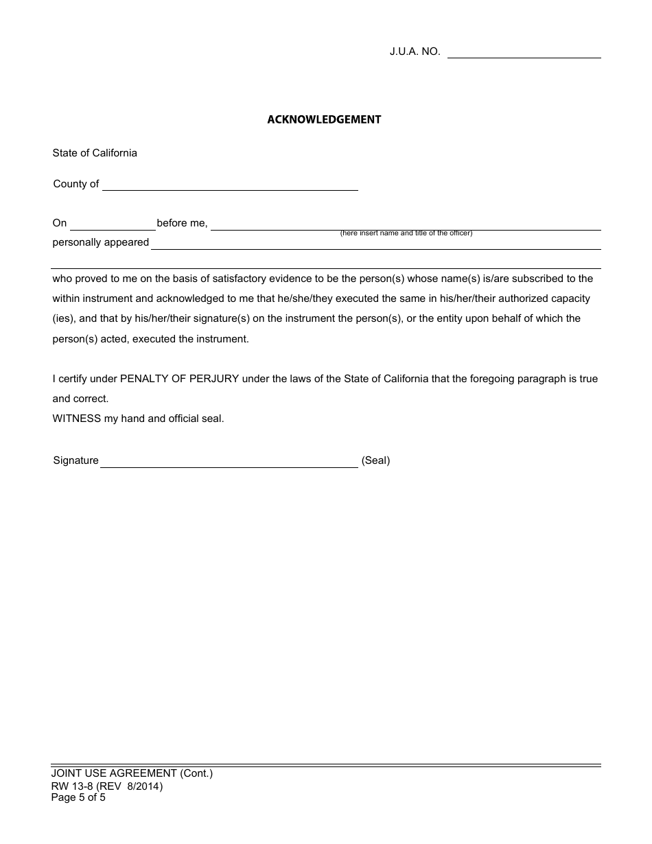 Form RW13-8 Joint Use Agreement - Southern California Edison Company - California, Page 5