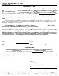 Document preview: Form RW15-06 Consent of Assignment (No Relief) - California