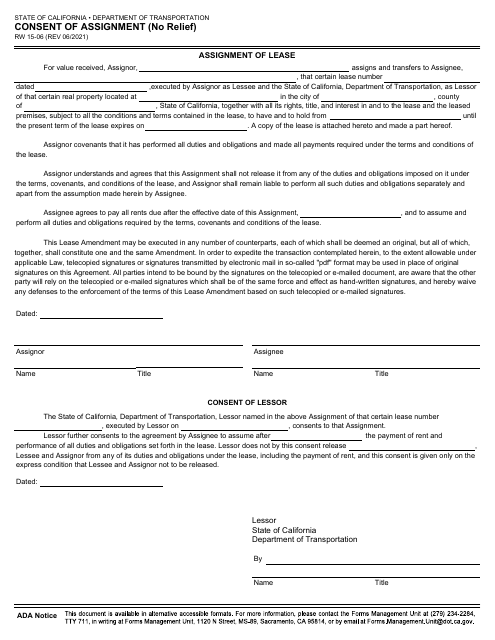 Form RW15-06 - Fill Out, Sign Online and Download Fillable PDF ...