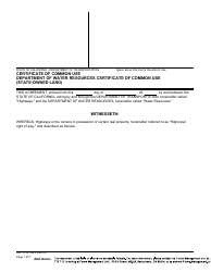 Form RW13-14 Certificate of Common Use Department of Water Resources Certificate of Common Use (State-Owned Land) - California