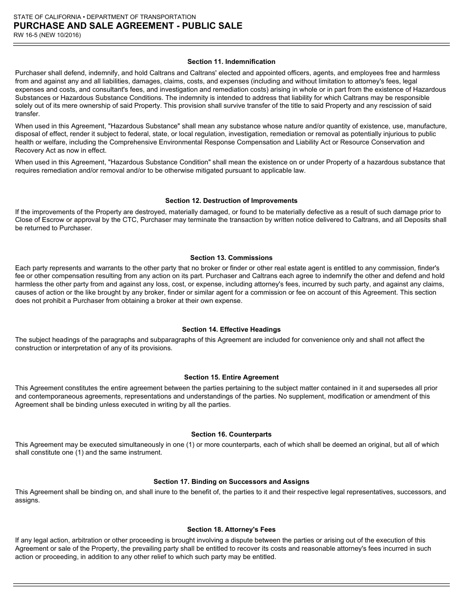 Form RW16-5 Purchase and Sale Agreement - Public Sale - California, Page 3