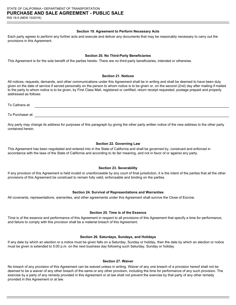 Form RW16-5 Purchase and Sale Agreement - Public Sale - California, Page 4