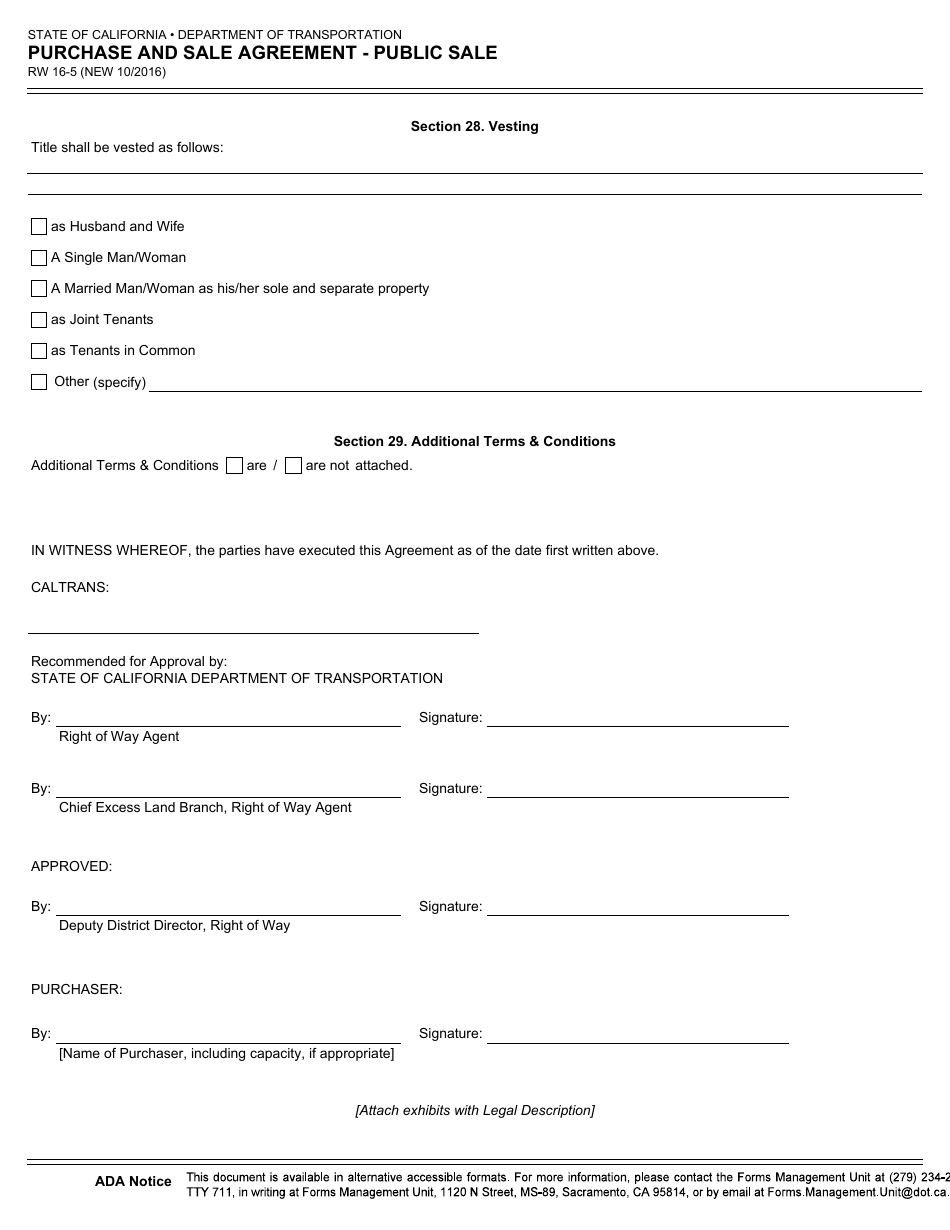 Form RW16-5 Purchase and Sale Agreement - Public Sale - California, Page 5
