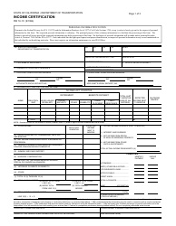 Document preview: Form RW16-10 Income Certification - California