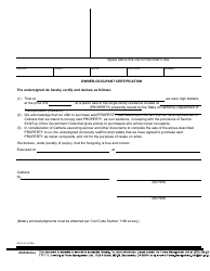 Document preview: Form RW16-21 Owner-Occupant Certification - California