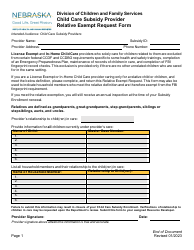 Document preview: Relative Exempt Request Form - Nebraska
