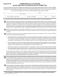 Document preview: Form ST-18 Sales and Use Tax Certificate of Exemption - Virginia