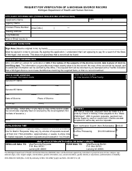 Document preview: Form DCH-0569-DIV-VER Request for Verification of a Michigan Divorce Record - Michigan
