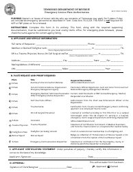 Document preview: Form RV-F1313901 Emergency License Plate Authorization - Tennessee
