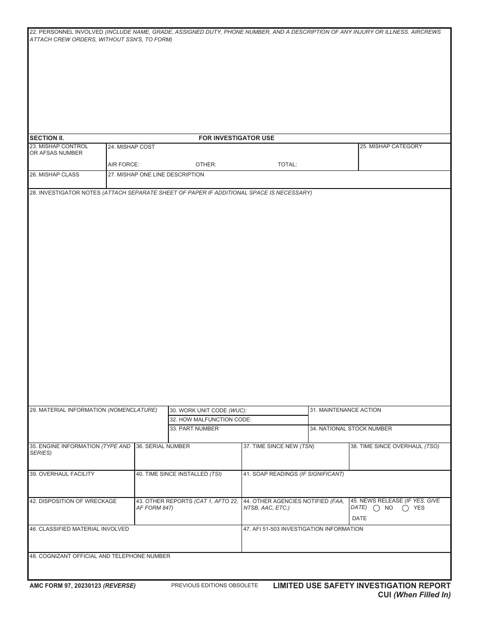 AMC Form 97 AMC In-Flight Emergency and Unusual Occurence Worksheet, Page 2