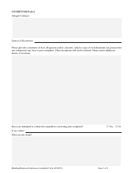 Building/Business Professions Complaint Form - South Carolina, Page 2