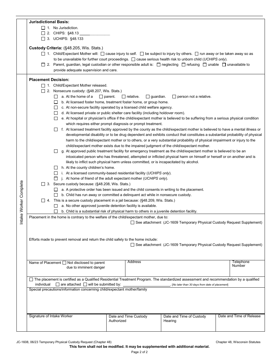 Form JC-1608 Download Printable PDF or Fill Online Temporary Physical ...