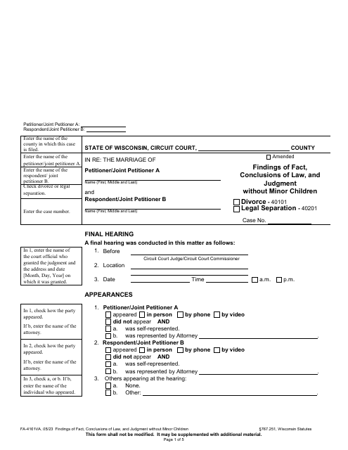 Form FA-4161VA  Printable Pdf