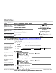 Form FA-4160VA Findings of Fact, Conclusions of Law, and Judgment With Minor Children - Wisconsin