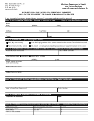 Form DCH-0847 BXDX PHOTOCOPY Request for a Photocopy of a Previously Submitted Application to Correct or Change a Michigan Vital Record - Michigan