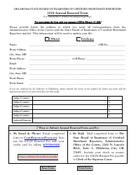 Annual Renewal Form for Oklahoma Certified Shorthand Reporters - Oklahoma