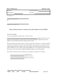 Document preview: Form CSD102 Notice of Intent to Recover Attorney Fees and Collection Costs - Minnesota