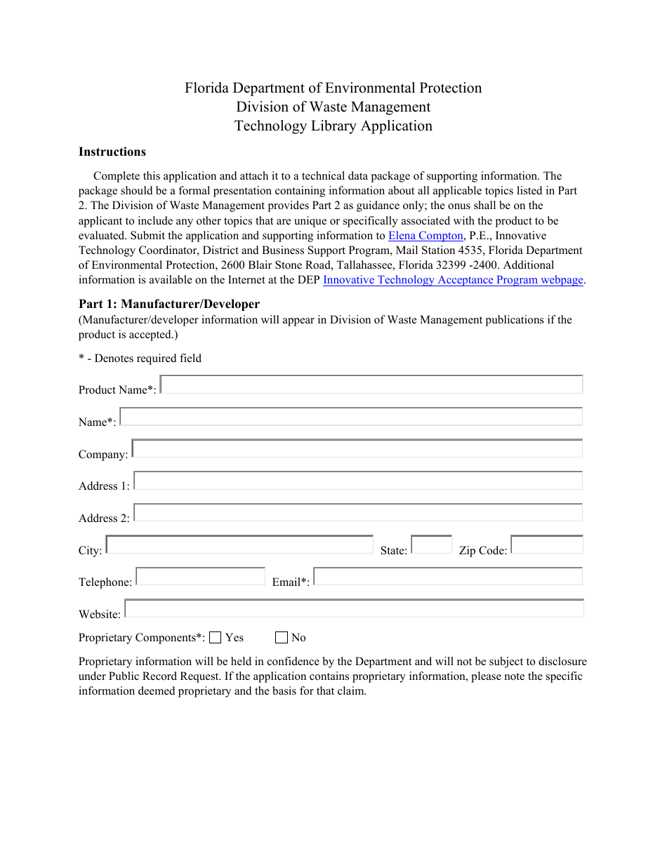 Technology Library Application - Florida, Page 1