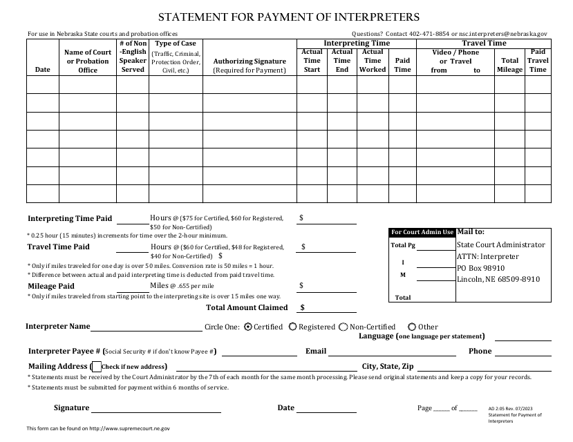 Form AD2:05  Printable Pdf