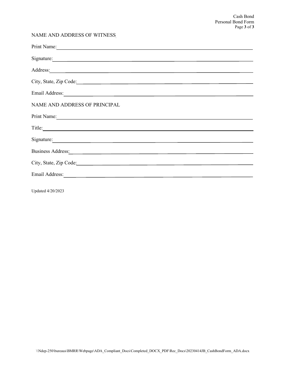 Cash Bond Reclamation Personal Bond - Nevada, Page 3