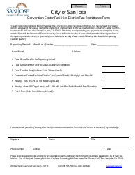 Document preview: Convention Center Facilities District Tax Remittance Form - City of San Jose, California