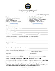 Document preview: Inyo County Commercial Photography and Filming Application and Permit - Inyo County, California