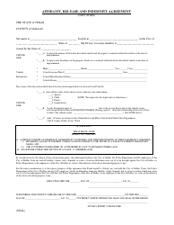 Document preview: Affidavit, Release and Indemnity Agreement (Next of Kin) - City of Dallas, Texas
