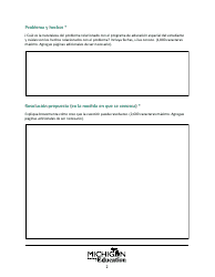 Formulario Modelo De Queja De Debido Proceso/Solicitud De Audiencia - Michigan (Spanish), Page 2
