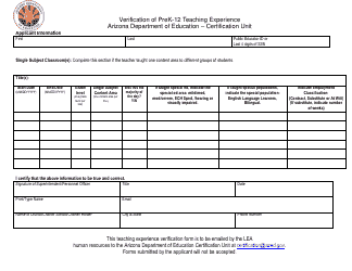 Verification of Prek-12 Teaching Experience - Arizona, Page 3