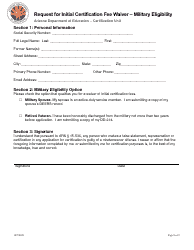 Request for Initial Certification Fee Waiver - Military Eligibility - Arkansas, Page 2