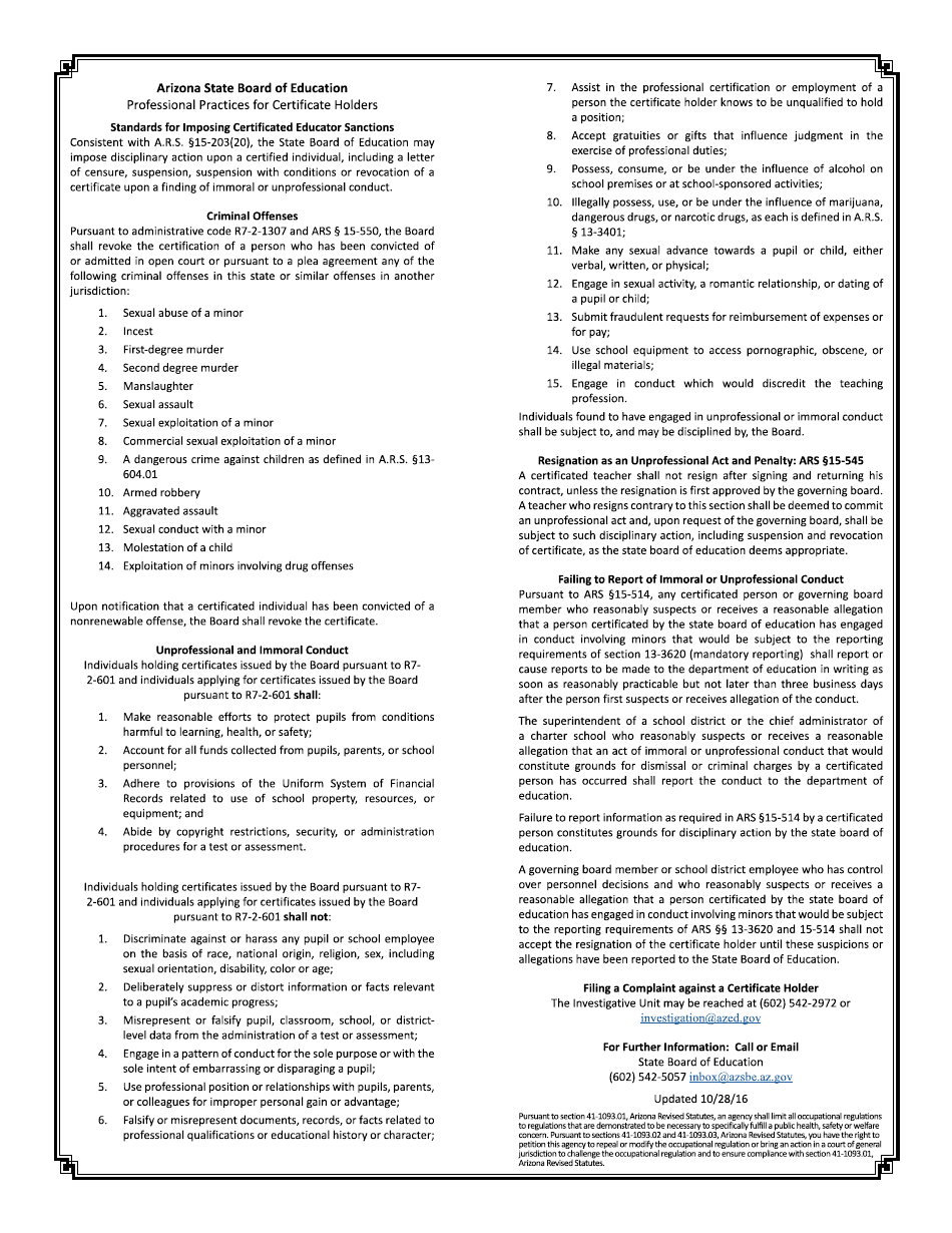 Application for Renewal of Certificate - Arizona, Page 3