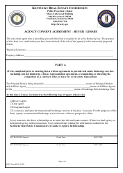 Document preview: KREC Form 401B Agency Consent Agreement - Buyer/Lessee - Kentucky
