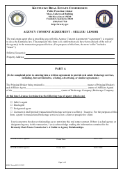 KREC Form 401S Agency Consent Agreement - Seller/Lessor - Kentucky