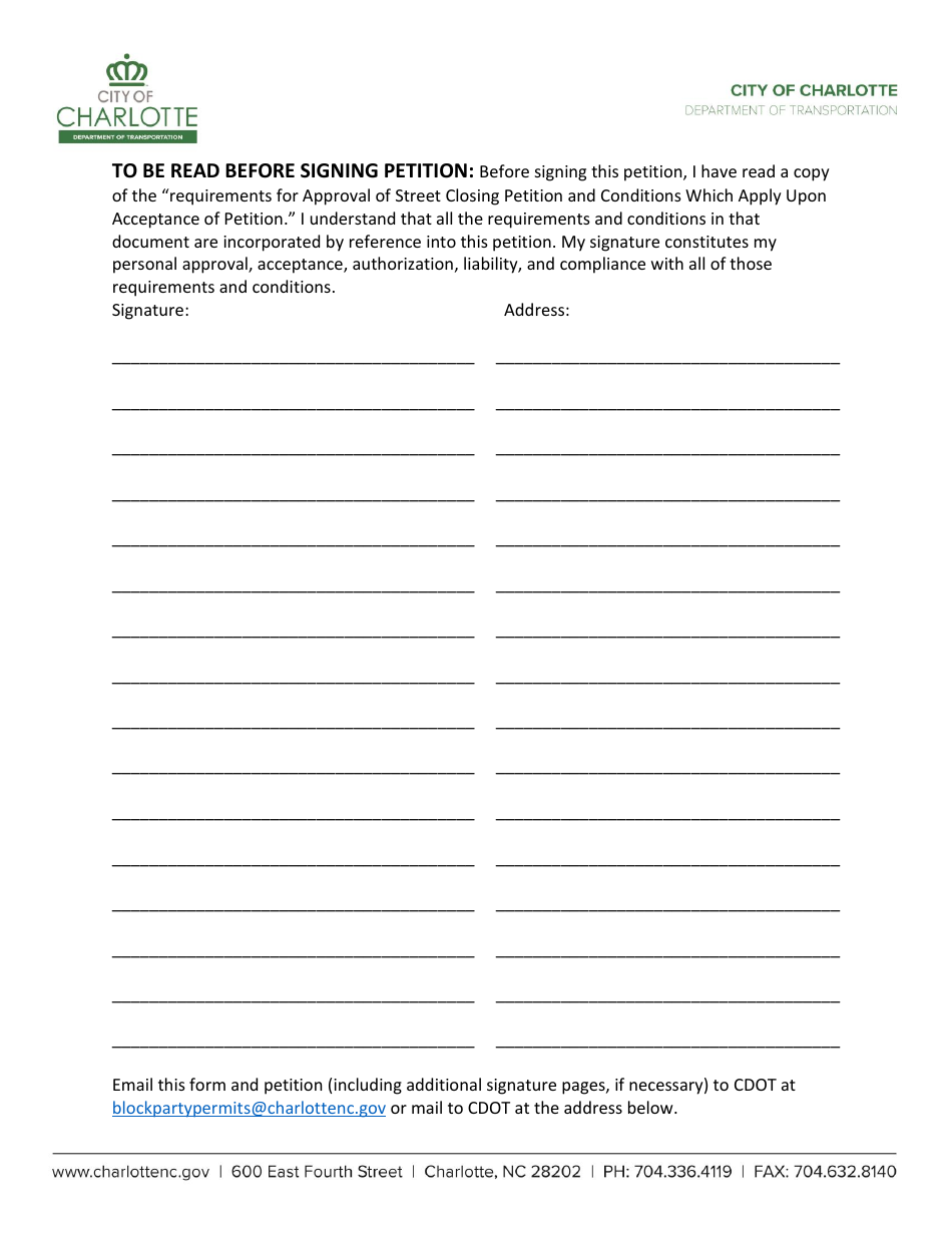 Block Closing Petition - City of Charlotte, North Carolina, Page 2