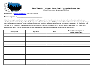 Participant Waiver/Youth Participation Release Form - Keep Charlotte Beautiful - City of Charlotte, North Carolina, Page 2