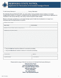 Document preview: Form NSP1713 Application for Revocation of Concealed Handgun Permit - Nebraska