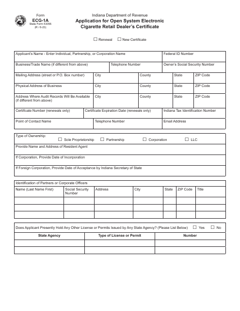 Form ECG-1A (State Form 53055)  Printable Pdf
