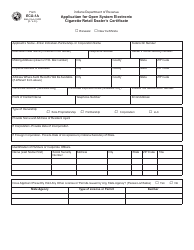 Form ECG-1A (State Form 53055) Application for Open System Electronic Cigarette Retail Dealer&#039;s Certificate - Indiana