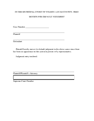 Document preview: Motion for Default Judgment - City of Toledo, Ohio