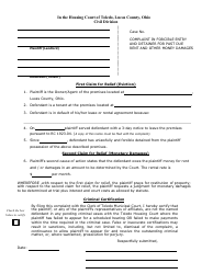 Document preview: Complaint in Forcible Entry and Detainer for Past Due Rent and Other Money Damages - City of Toledo, Ohio