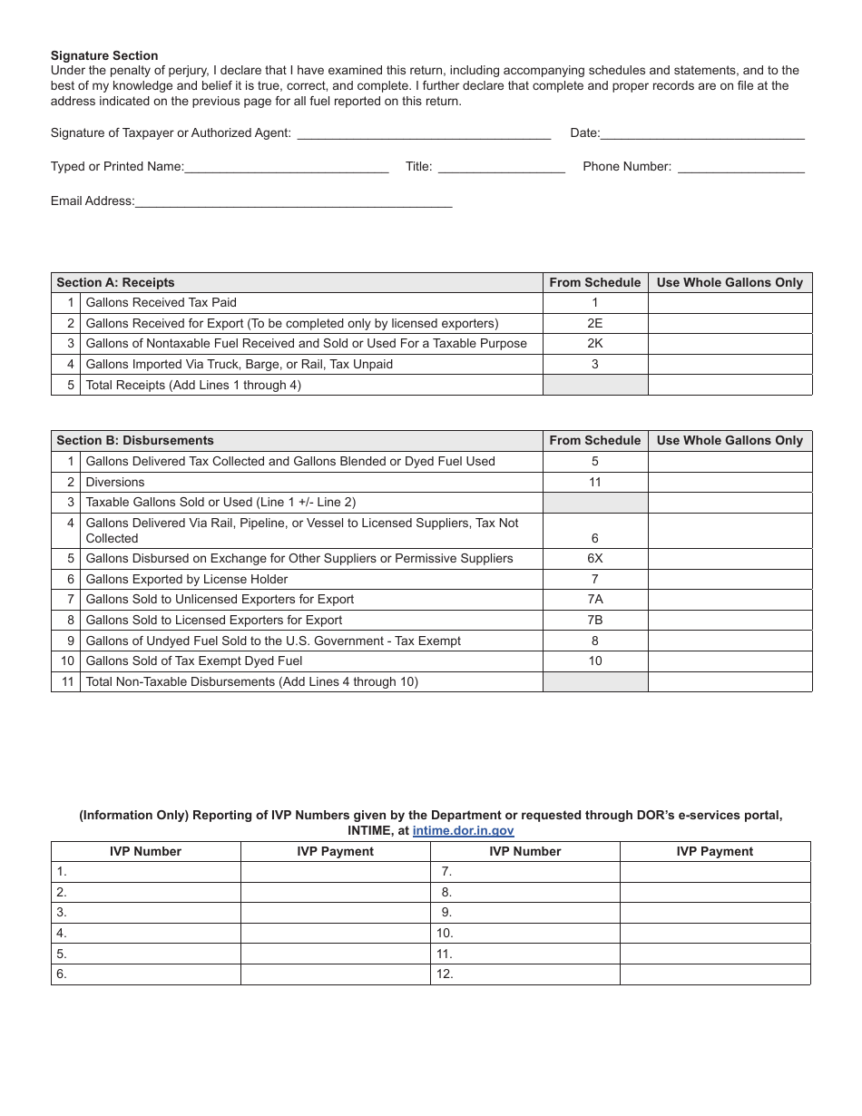 Form SF-900 (State Form 49877) Consolidated Special Fuel Monthly Tax Return - Indiana, Page 2