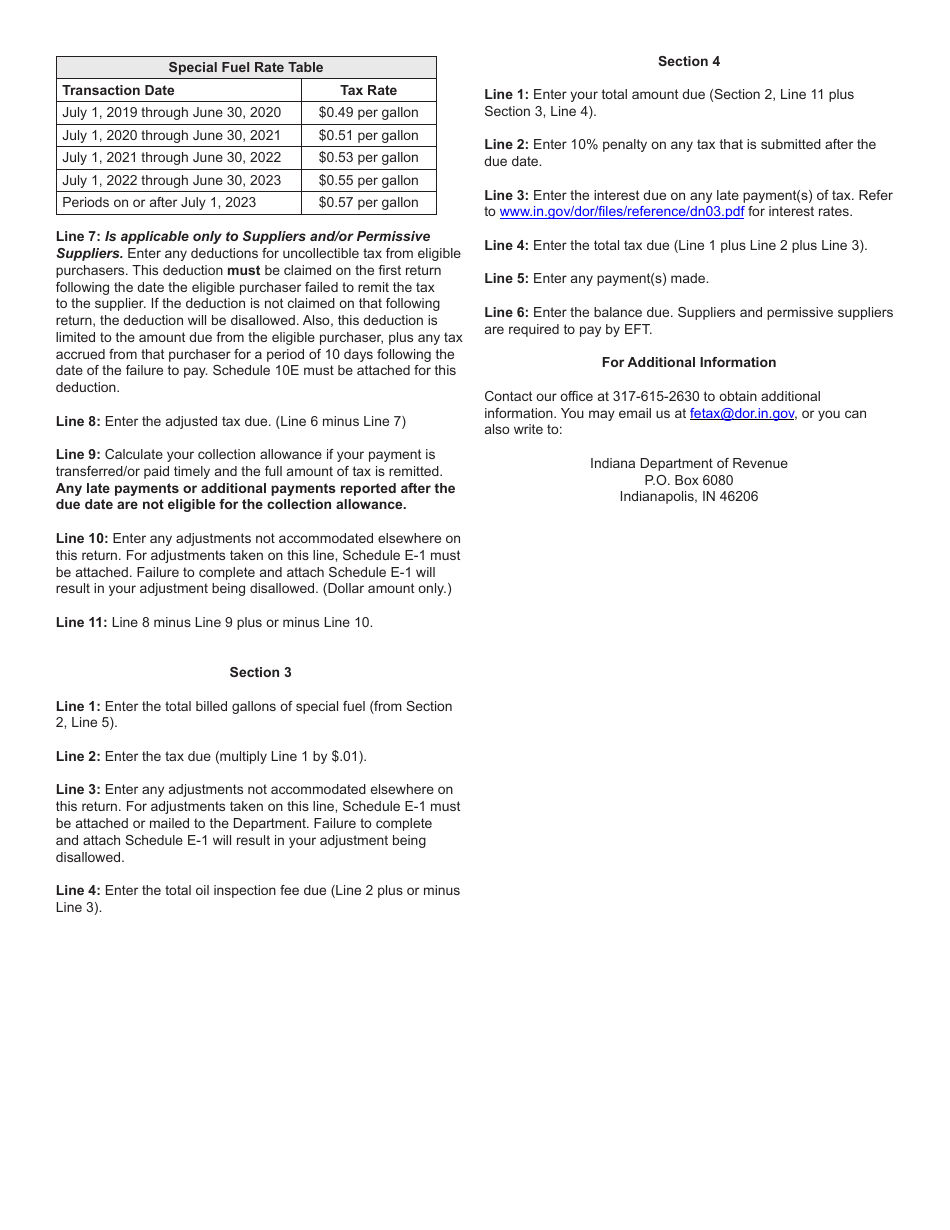 Form SF-900 (State Form 49877) Consolidated Special Fuel Monthly Tax Return - Indiana, Page 4