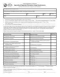 Document preview: Form AGQ-100 (State Form 52108) Agricultural Equipment Exemption Usage Questionnaire - Indiana