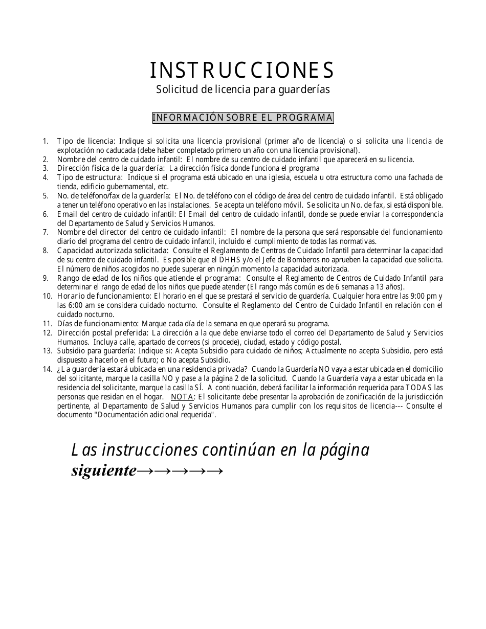 Solicitud De Licencia Para Guarderias - Nebraska (Spanish), Page 1
