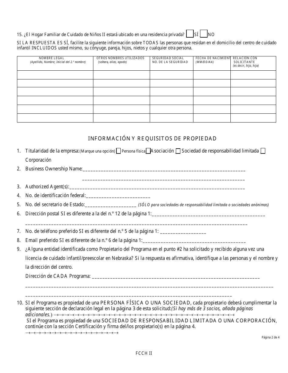 Solicitud De Licencia De Guarderia Familiar Ii - Nebraska (Spanish), Page 4