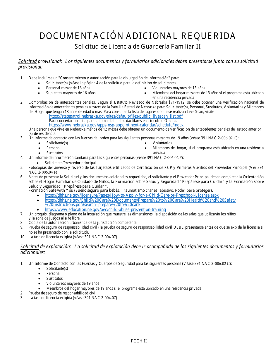Solicitud De Licencia De Guarderia Familiar Ii - Nebraska (Spanish), Page 7
