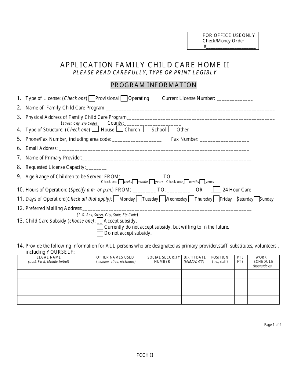 Application for a Family Child Care Home II License - Nebraska, Page 3